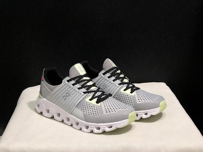 On Cloud X 3 Light Gray Lime Green Running Shoes - 8