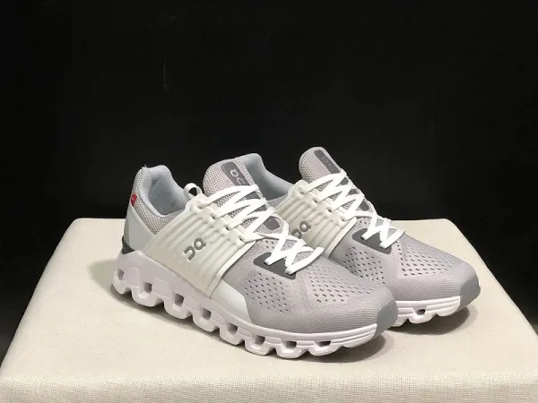 On Cloud X 3 Light Gray Lime Green Running Shoes - 16