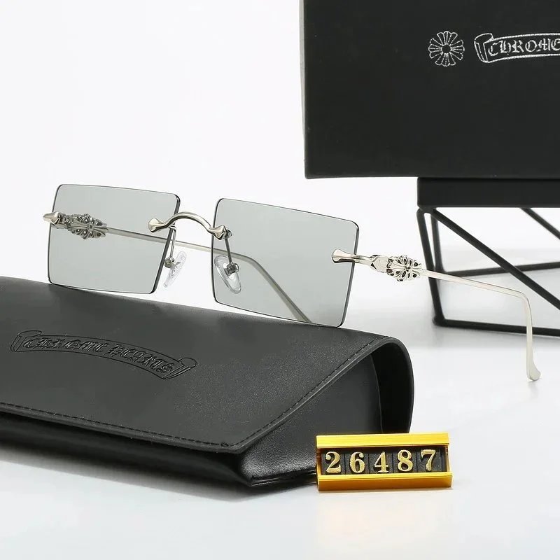 Chrome Hearts Square Rimless Sunglasses Silver Gray Eyewear - 1