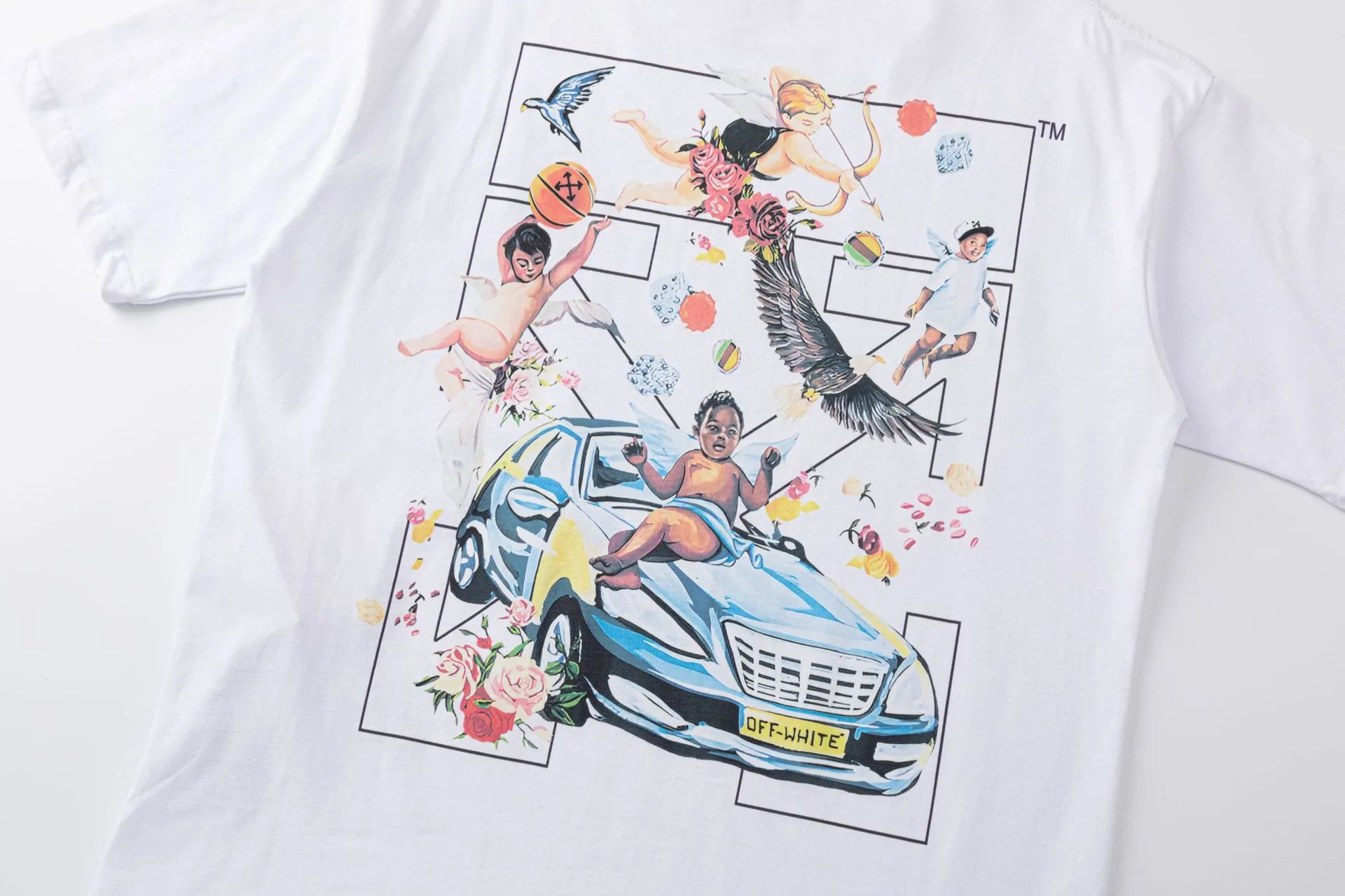 Off-White Angel Car Print White T-Shirt - 11