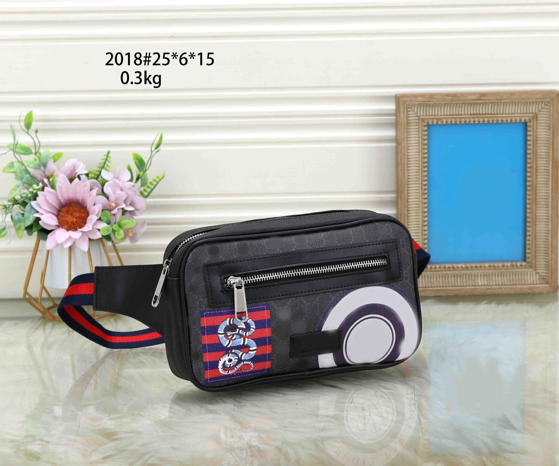 Gucci Ophidia GG Marmont Belt Bag Black/Red Web Strap - 10