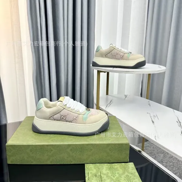 Gucci Rhyton GG Patchwork Beige Mint Green Chunky Sneakers - 1
