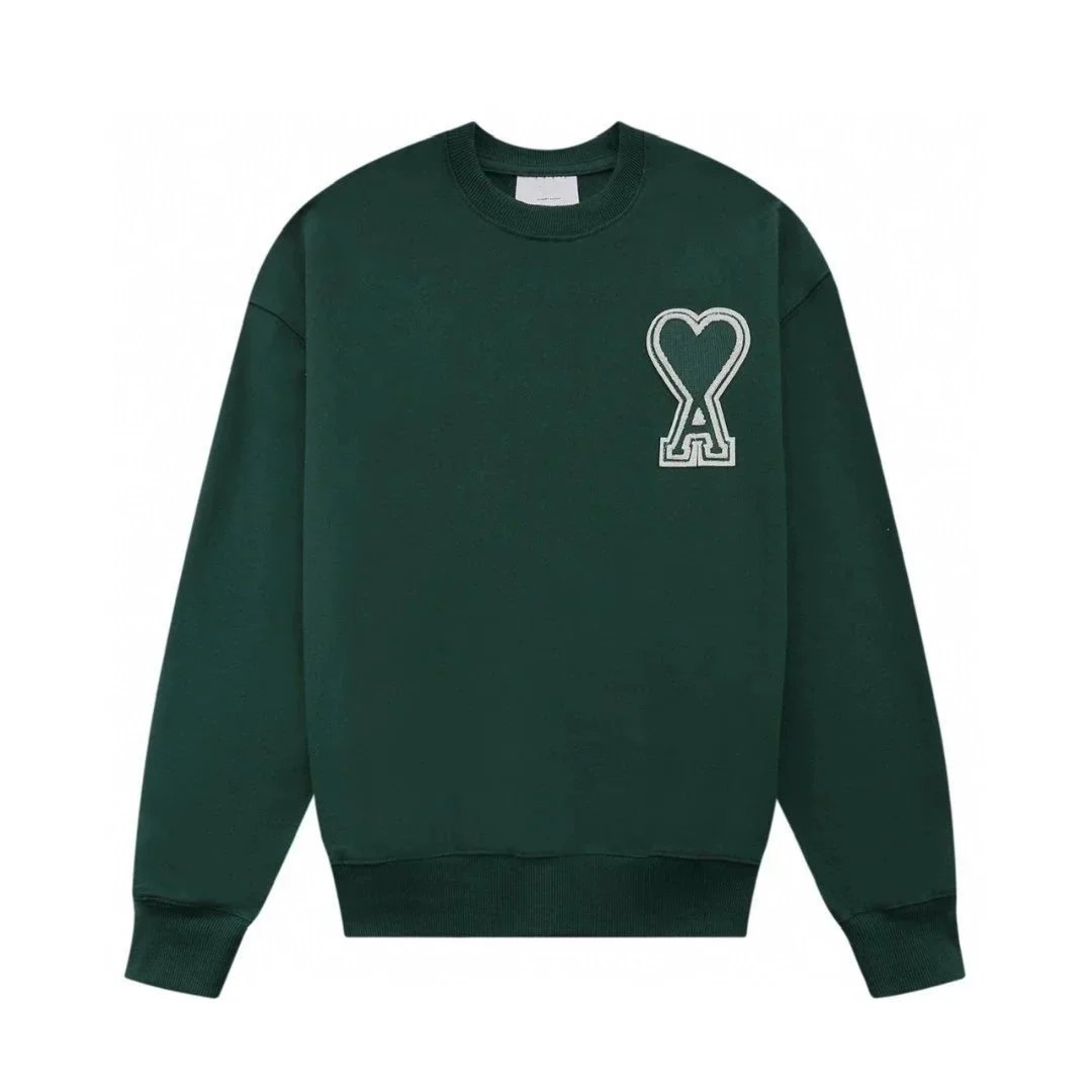 AMI Paris Heart Logo Crewneck Black Sweater - 10