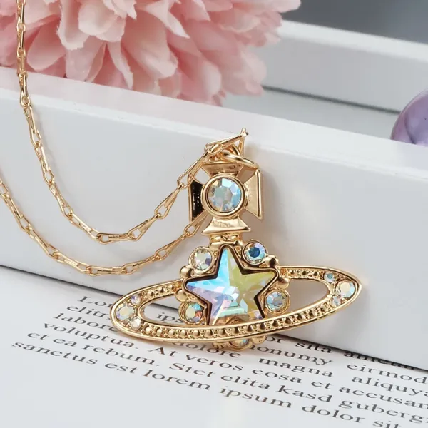 Vivienne Westwood Orb Star Pendant Necklace Gold Multicolor - 7