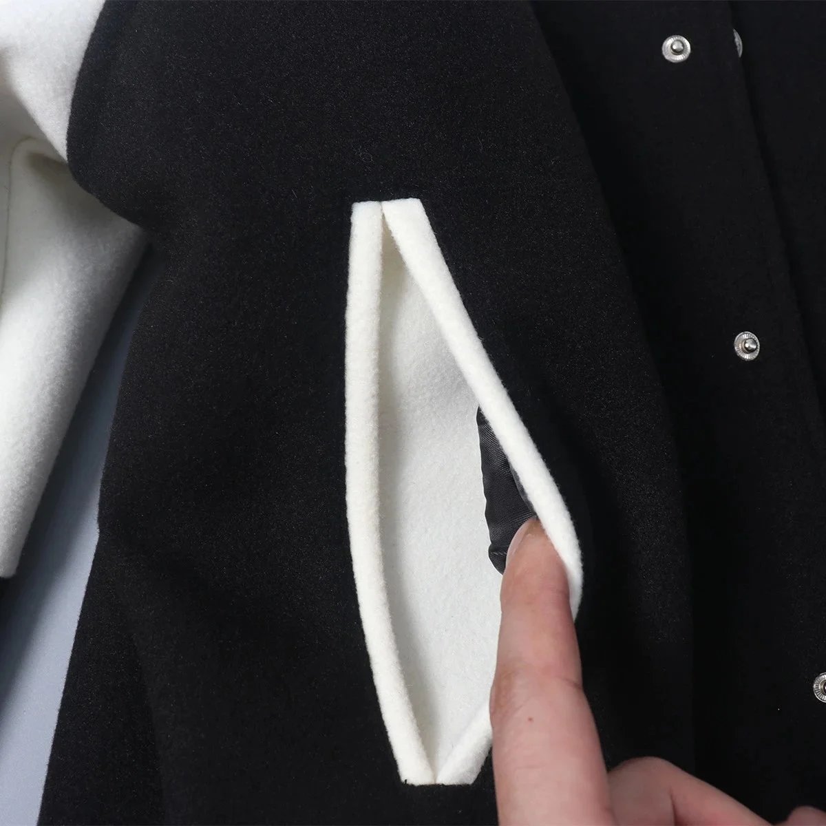 Karl Lagerfeld x Agerfel Varsity Jacket Black and Cream Outerwear - 11