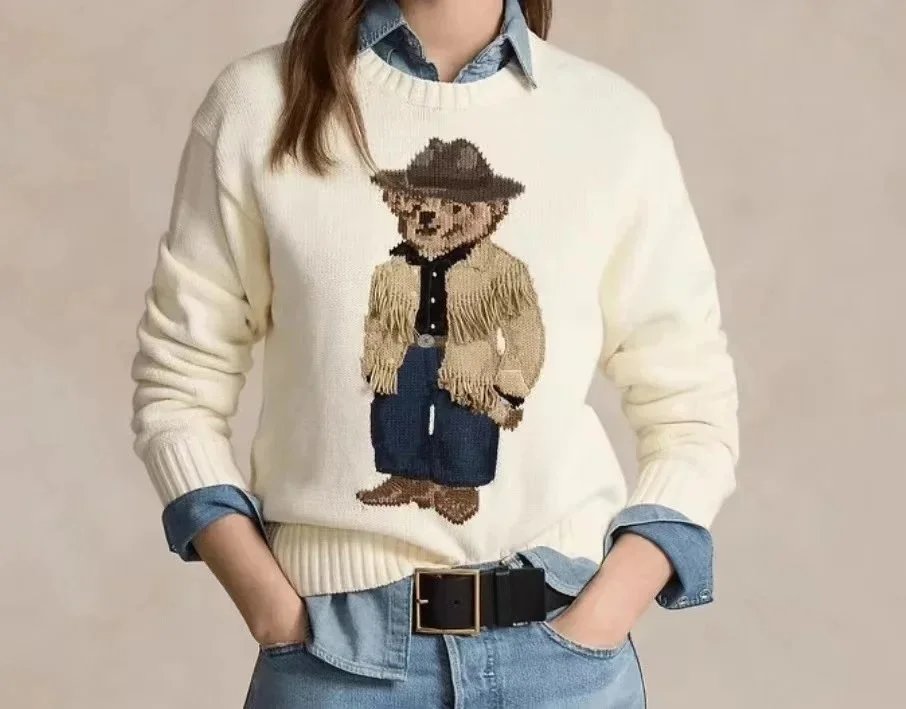 Ralph Lauren Polo Bear Cowboy Sweater Cream - 2