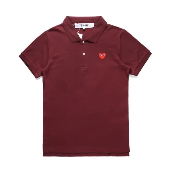 Play Comme des Garçons Heart Logo Polo Burgundy - 1