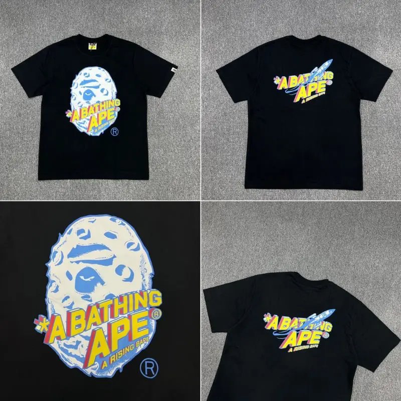 A BATHING APE T-Shirts Short-Sleeve Graphic and Camouflage Logo — XX021 black