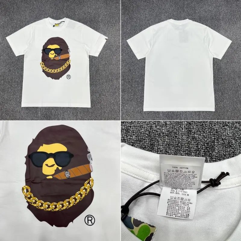 A BATHING APE T-Shirts Short-Sleeve Graphic and Camouflage Logo — XX023 white