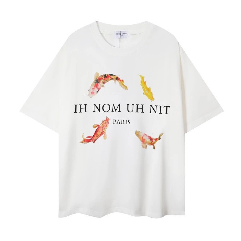 IH NOM UH NIT Koi Fish Print Oversized White T-Shirt - 1