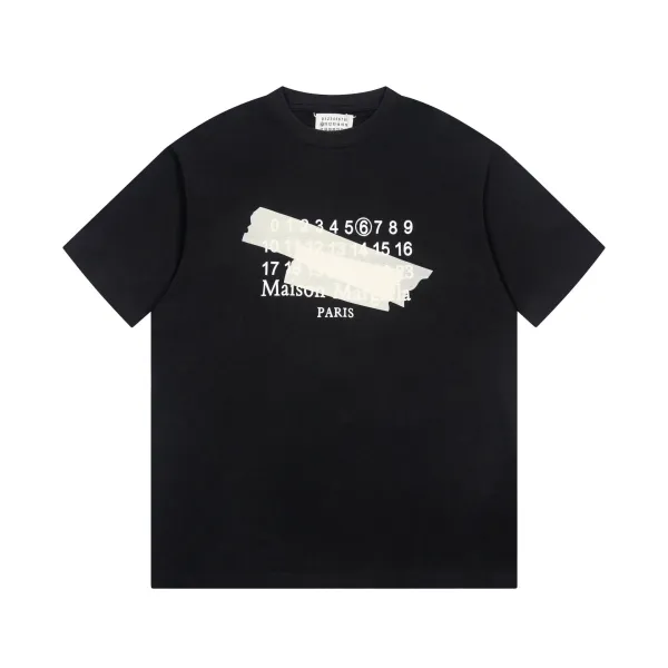 Maison Margiela Tabi Tape Print Black T-Shirt - 1