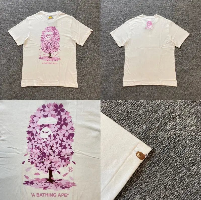 A BATHING APE T-Shirts Short-Sleeve Graphic and Camouflage Logo — XX289 white