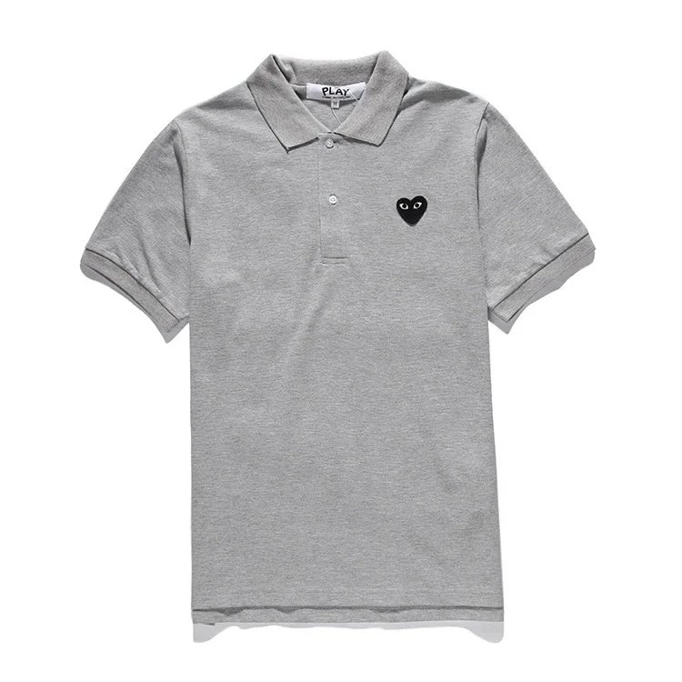 Play Comme des Garçons Heart Logo Gray Polo - 1