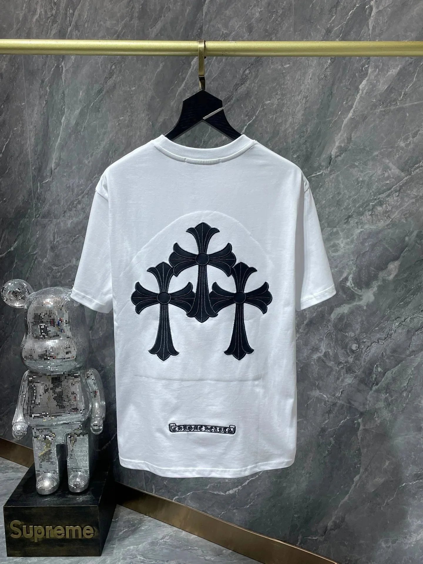 Chrome Hearts x BE@RBRICK Neon Green Graphic Pocket T-Shirt - 11