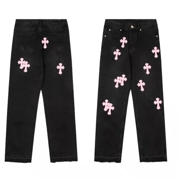 Gallery Dept. Cross-Embroidered Distressed White Pants - 11