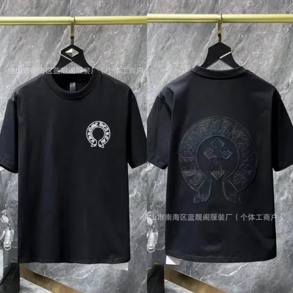Chrome Hearts Logo Embroidered Black T-Shirt - 1