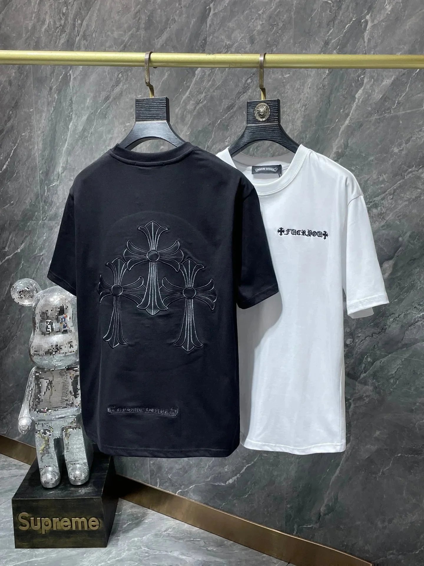 Chrome Hearts x BE@RBRICK Neon Green Graphic Pocket T-Shirt - 5