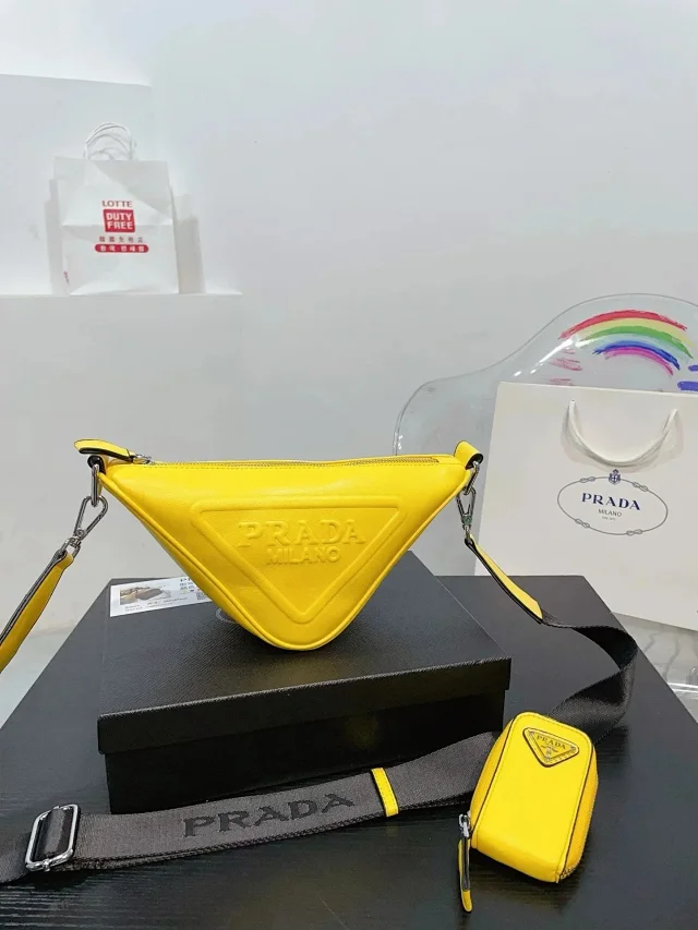 Prada Crossbody Bags Triangle-shaped bag with detachable zip pouch product detail image 6