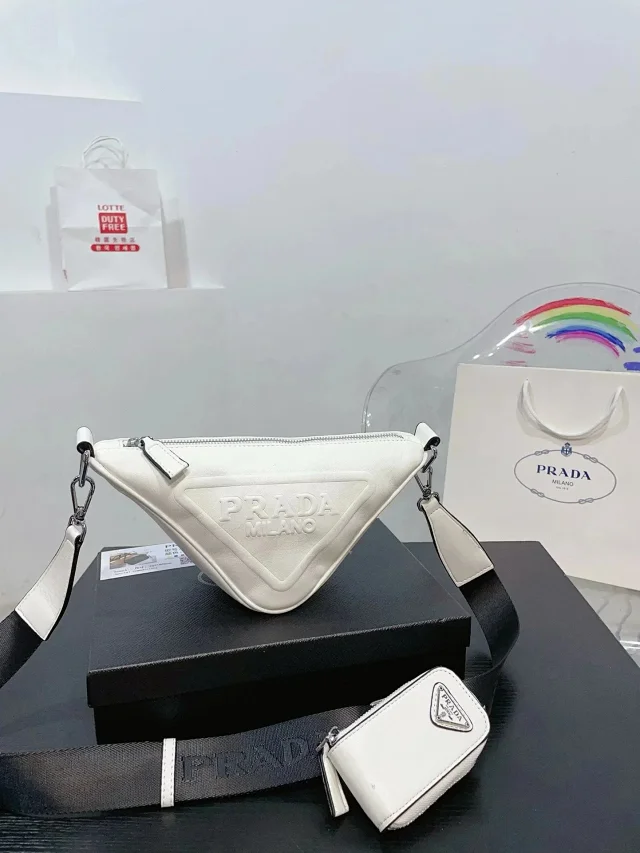 Prada Crossbody Bags Triangle-shaped bag with detachable zip pouch product detail image 3