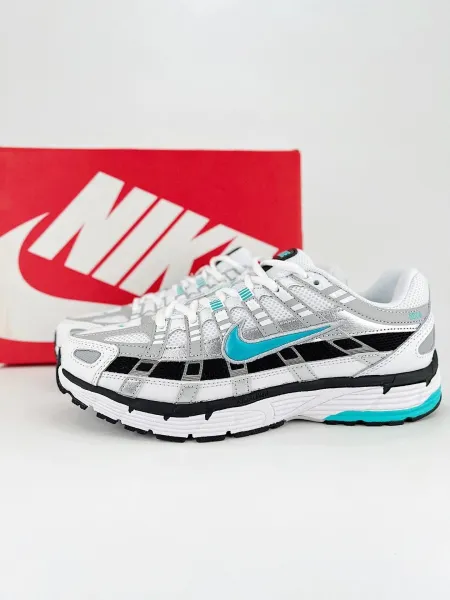 Nike P-6000 White/Black/Turquoise Running Shoes - 1
