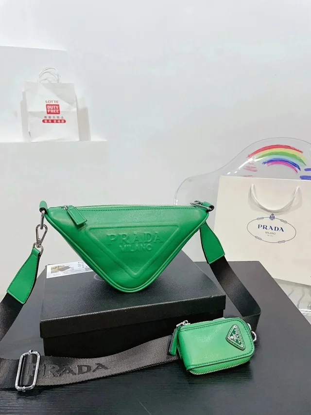 Prada Crossbody Bags Triangle-shaped bag with detachable zip pouch product detail image 1