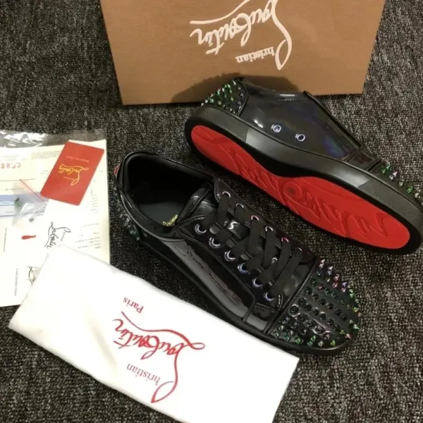 Christian Louboutin Louis Junior Spikes Black Patent Leather Sneakers - 1
