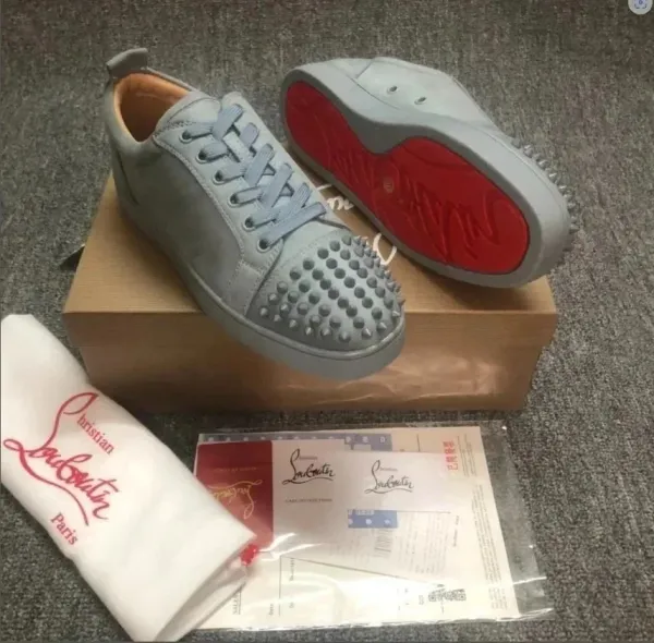 Christian Louboutin Louis Junior Spikes Gray Sneakers - 1