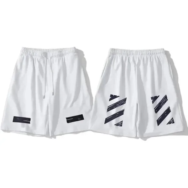 Off-White Diagonal Stripe Print White Shorts - 1