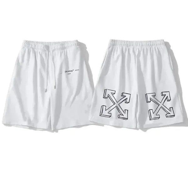 Off-White Arrow Print Drawstring Shorts White - 1
