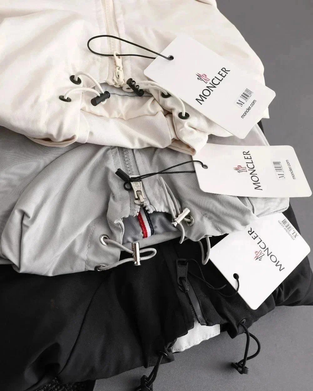 Moncler Logo Print Hooded Windbreaker Gray Outerwear - 7