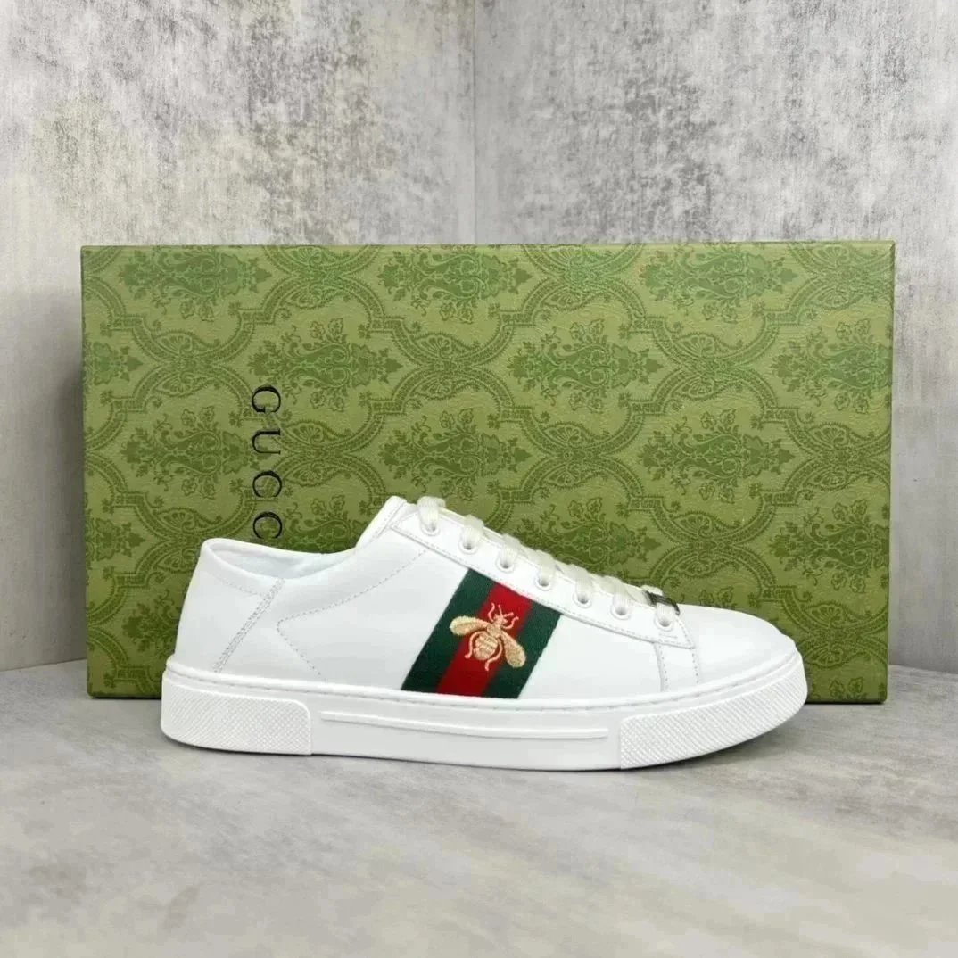 Gucci Ace Embroidered Bee and Star White Sneakers - 10