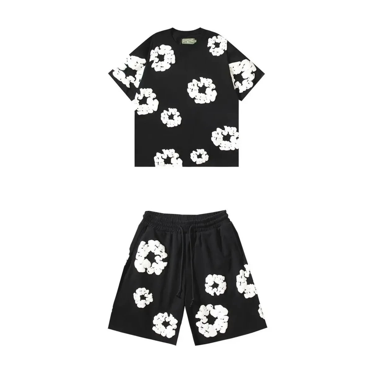 Gallery Dept. Floral Print Black T-Shirt and Shorts Set - 1