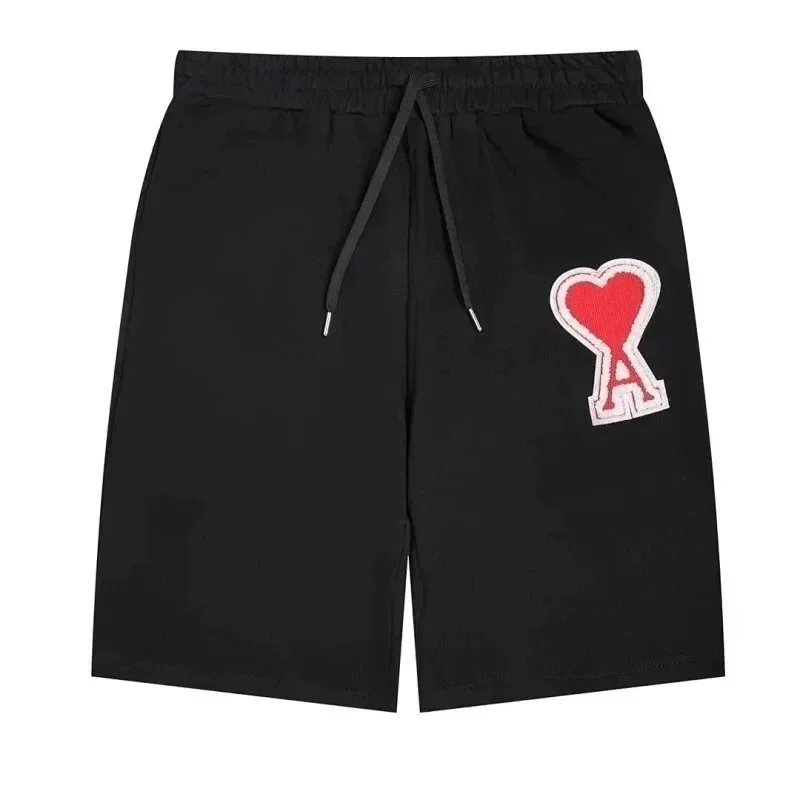 AMI Paris Heart Logo Embroidered Navy Shorts - 7