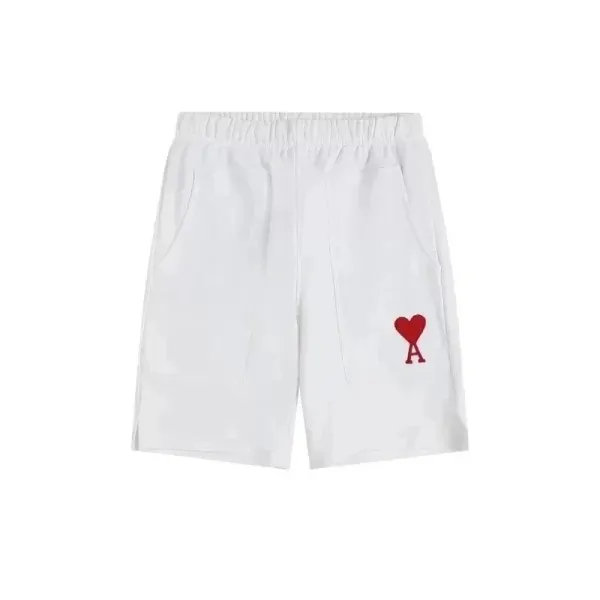 AMI Paris Heart Logo Shorts White - 1
