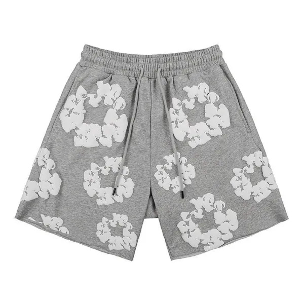 Off-White Floral Print Sweatshorts Gray - 1