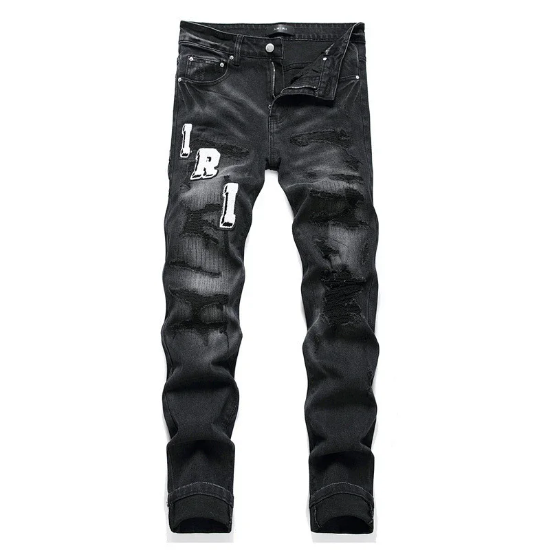 Amiri Tiger Embroidered Black Slim Fit Jeans - 9