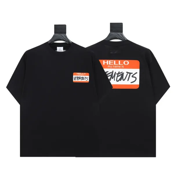 Vetements Hello My Name Is T-Shirt Black - 1