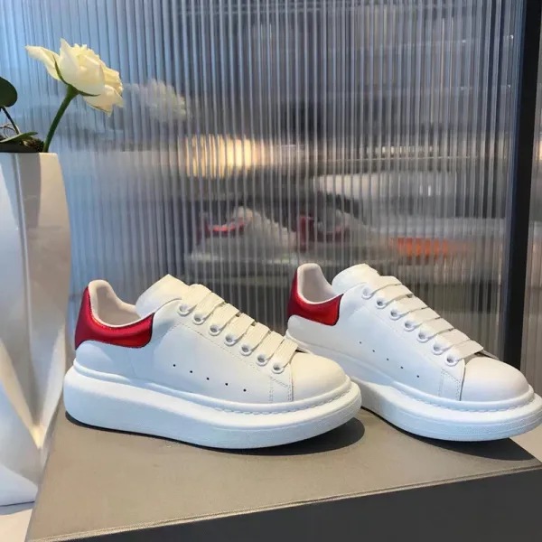 Alexander McQueen Oversized Sneakers White with Red Heel Tab Chunky Sneakers - 1
