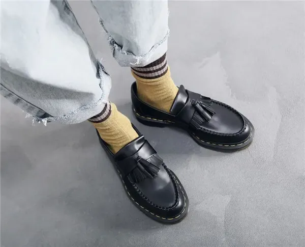 Design Color-Block Tassel Loafer Black Green Yellow Casual Shoes - 7
