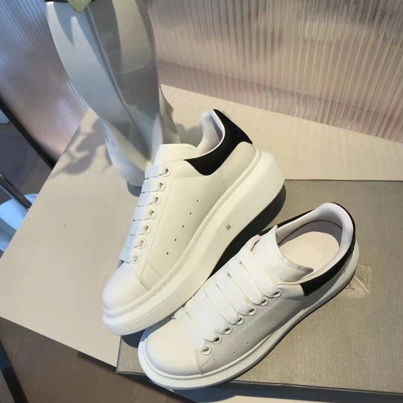Alexander McQueen Oversized Sneaker White with Royal Blue Heel Tab Sneakers - 7