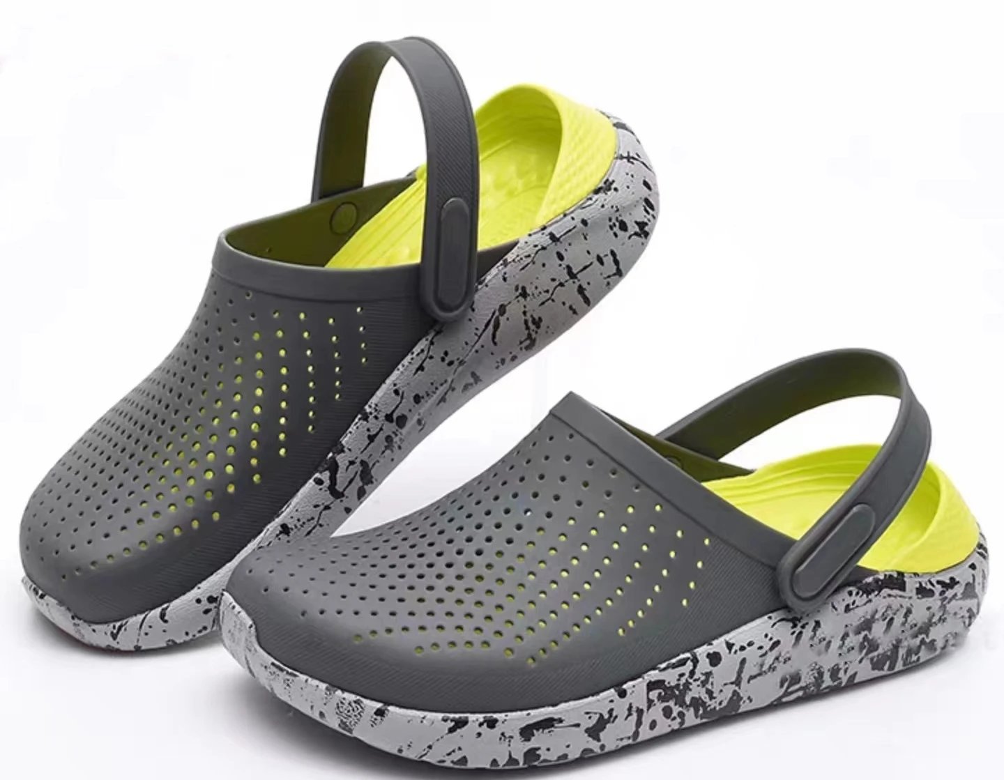 Crocs LiteRide Paint Splatter Gray/Lime Clogs - 1