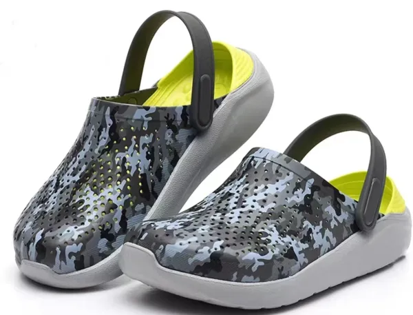 Crocs LiteRide Camo Print Lime Green Clogs - 1