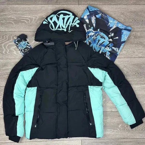 Corteiz x GRA Down Jacket Black Mint Graffiti Hooded Parka - 8