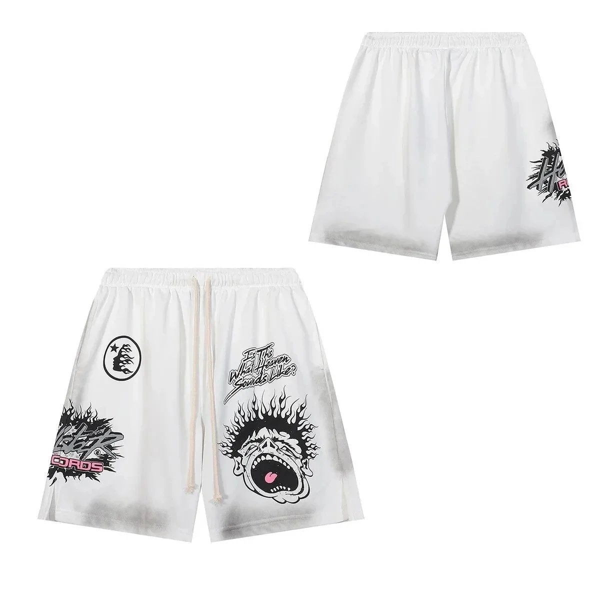GRA x What Heaven Sounds Like White Graphic Print Shorts - 1