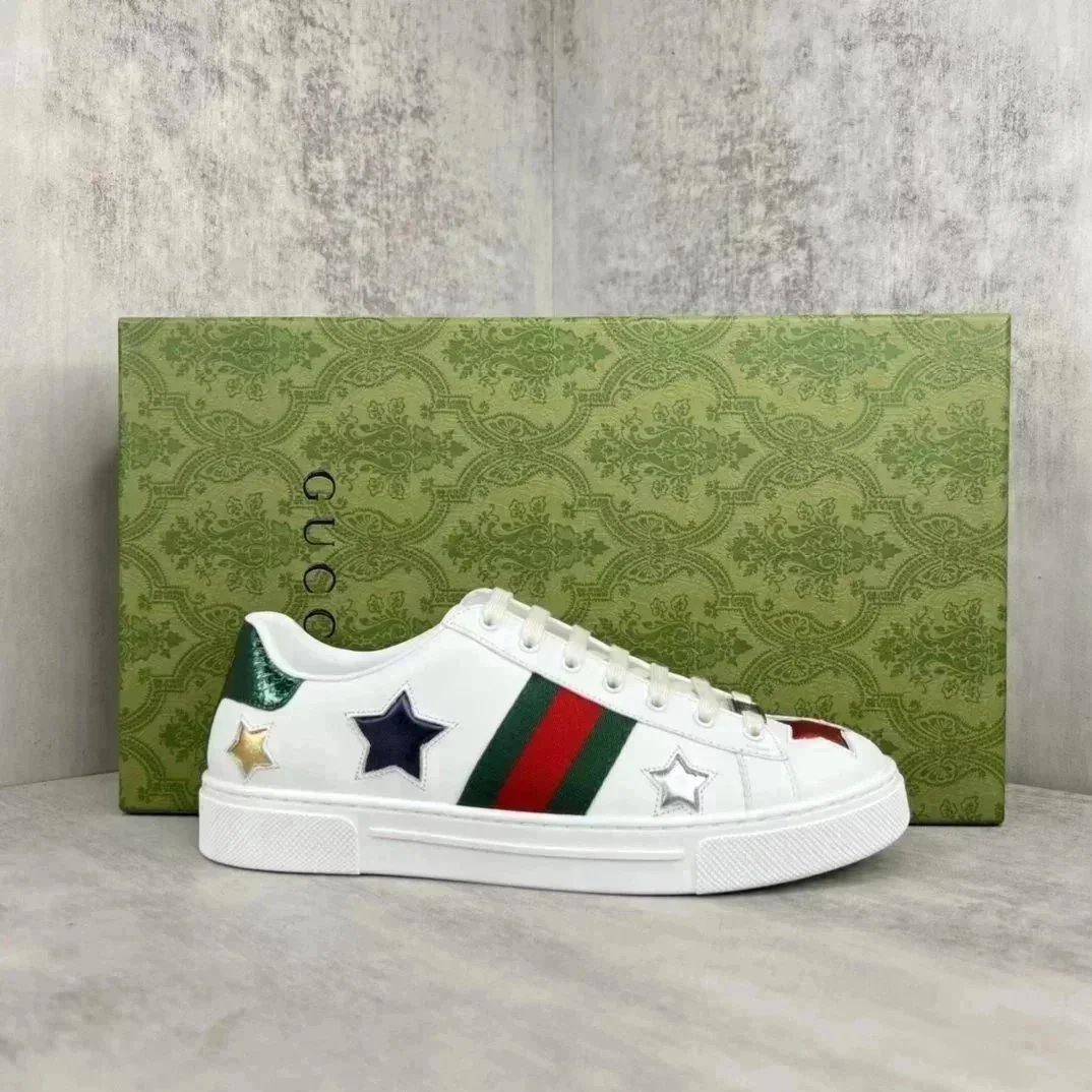 Gucci Ace Embroidered Bee and Star White Sneakers - 11
