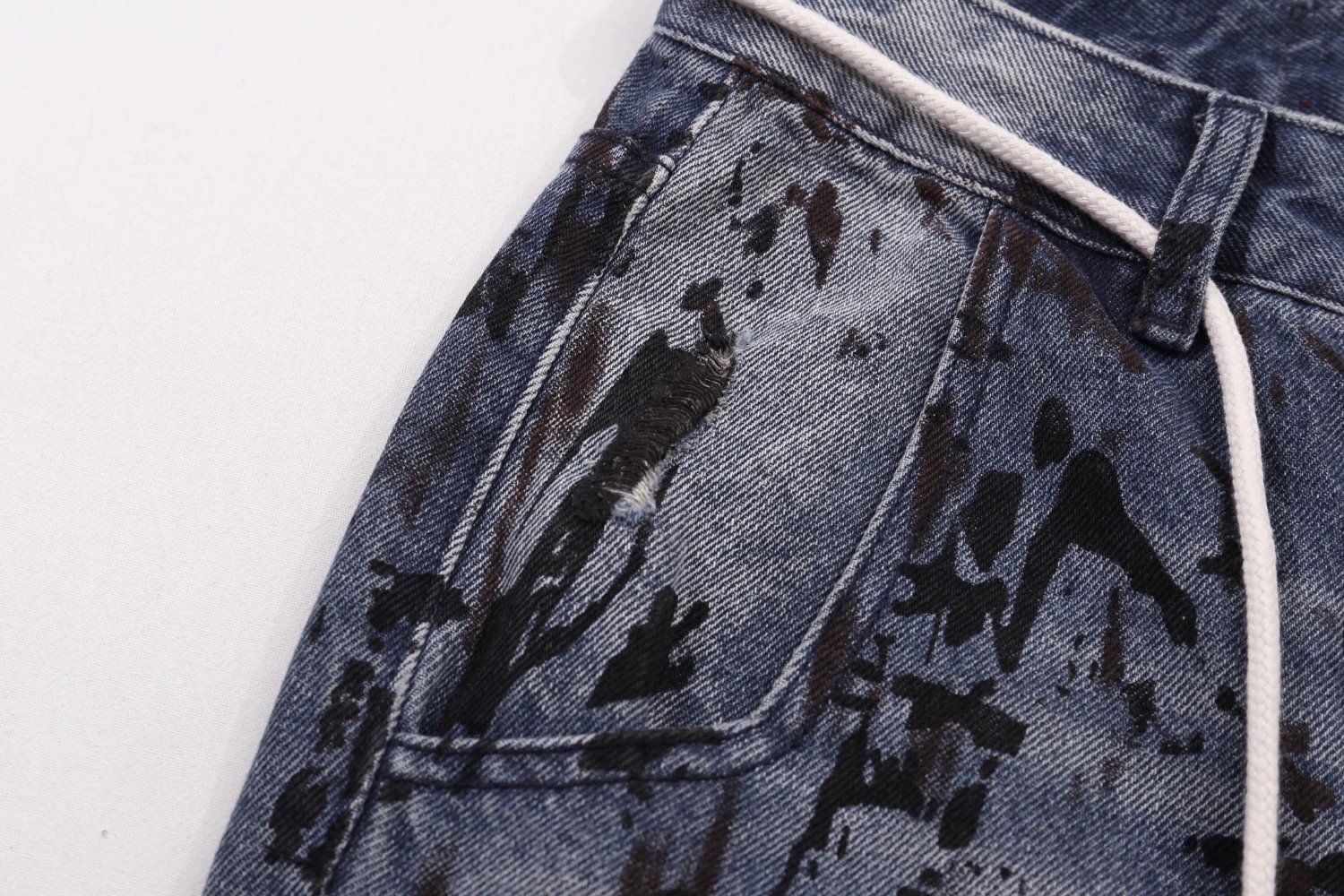 Gallery Dept. Paint-Splatter Distressed Wide-Leg Jeans - 12