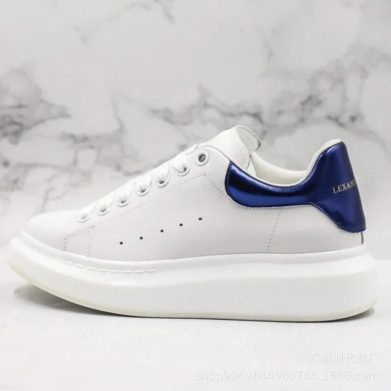 Alexander McQueen Oversized Sneaker White with Royal Blue Heel Tab Sneakers - 1