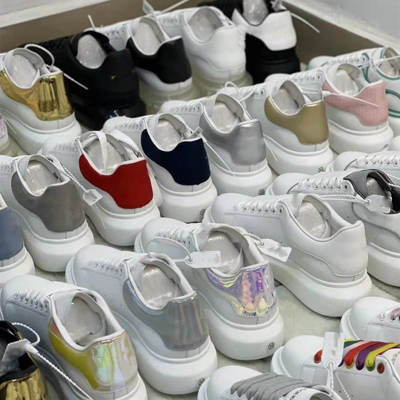 Alexander McQueen Oversized Sneaker White with Royal Blue Heel Tab Sneakers - 5