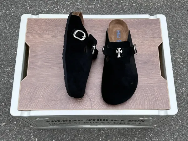 Chrome Hearts x Birkenstock Boston Clog Black Suede Shoes - 5