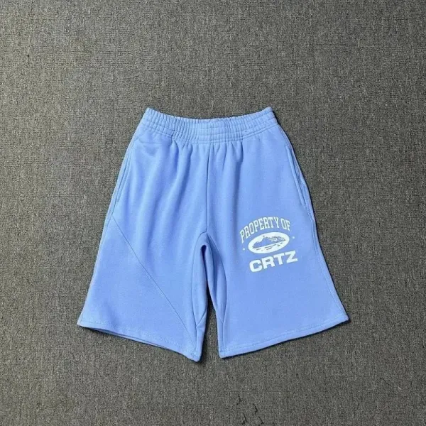 Corteiz Property Of CRTZ Light Blue Sweat Shorts - 1